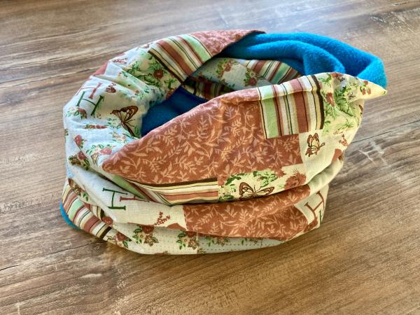 Rundschal - handmade - Unikat - Baumwolle, Fleece - Patchwork türkis